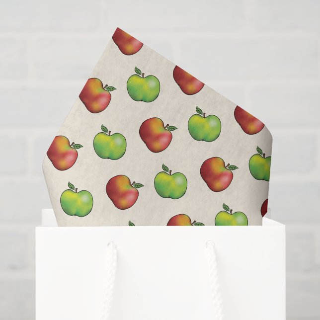 Fruchtmuster aus rotem und grünem Apfel Seidenpapier (Geschenktüte)