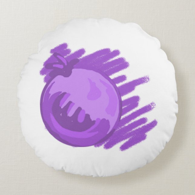 Fruchtmuster Blaubeeren und Creme Rundes Kissen (Vorderseite)