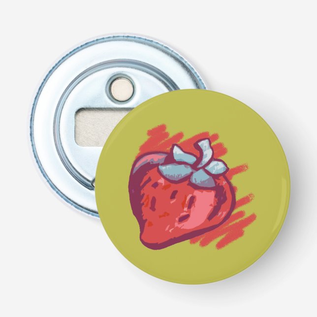 Fruchtmuster Erdbeeren auf Gold Party Stuff Flaschenöffner (Vorderseite)