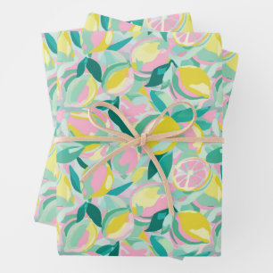 Fruchtmuster Kühles Teal Geschenkpapier Set