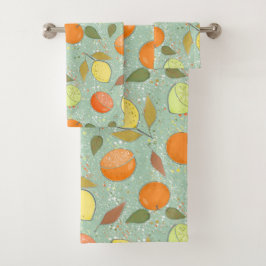 Fruchtmuster mit Zitronen, Orangen Badhandtuch Set