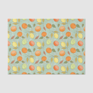 Fruchtmuster mit Zitronen, Orangen Seidenpapier