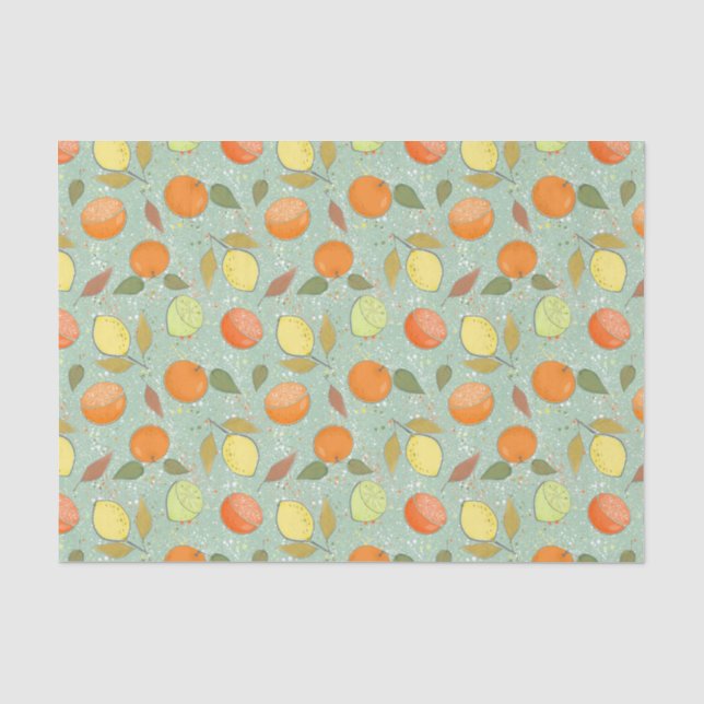 Fruchtmuster mit Zitronen, Orangen Seidenpapier (Vorderseite)