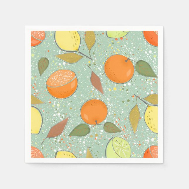 Fruchtmuster mit Zitronen, Orangen Serviette (Vorderseite)