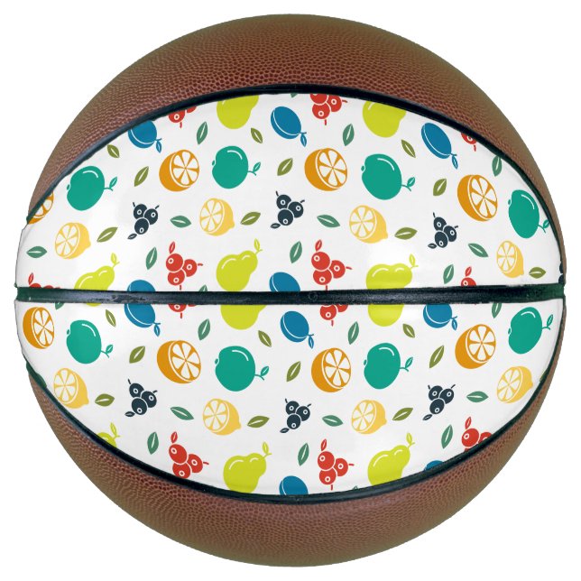 Fruchtmuster, Pflaume, Orange, Zitrone, Birne, Apf Basketball (Vorderseite)