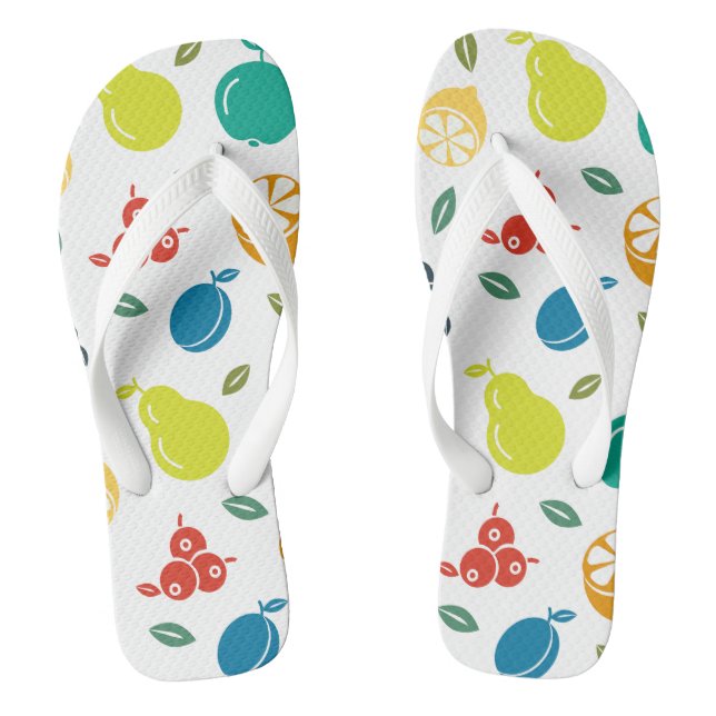 Fruchtmuster, Pflaume, Orange, Zitrone, Birne, Apf Flip Flops (Fußbett)