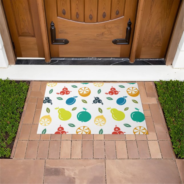 Fruchtmuster, Pflaume, Orange, Zitrone, Birne, Apf Fußmatte (Außenbereich)