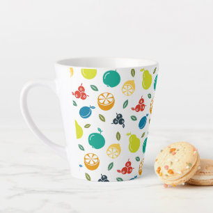 Fruchtmuster, Pflaume, Orange, Zitrone, Birne, Apf Milchtasse