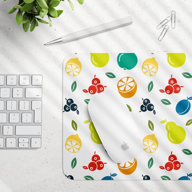 Fruchtmuster, Pflaume, Orange, Zitrone, Birne, Apf Mousepad (Von Creator hochgeladen)