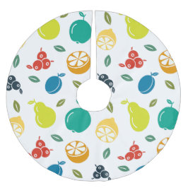 Fruchtmuster, Pflaume, Orange, Zitrone, Birne, Apf Polyester Weihnachtsbaumdecke