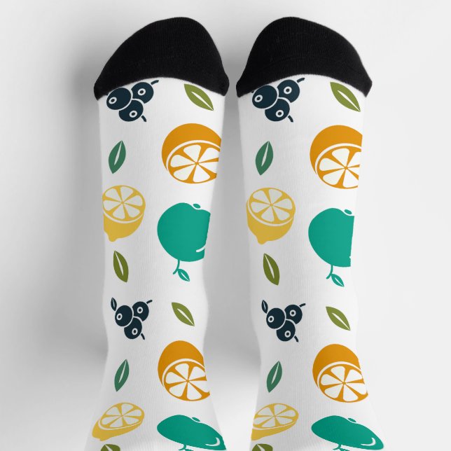 Fruchtmuster, Pflaume, Orange, Zitrone, Birne, Apf Socken (Oben)