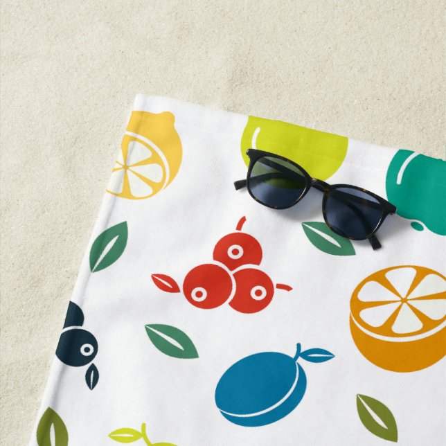 Fruchtmuster, Pflaume, Orange, Zitrone, Birne, Apf Strandtuch (Beispiel)
