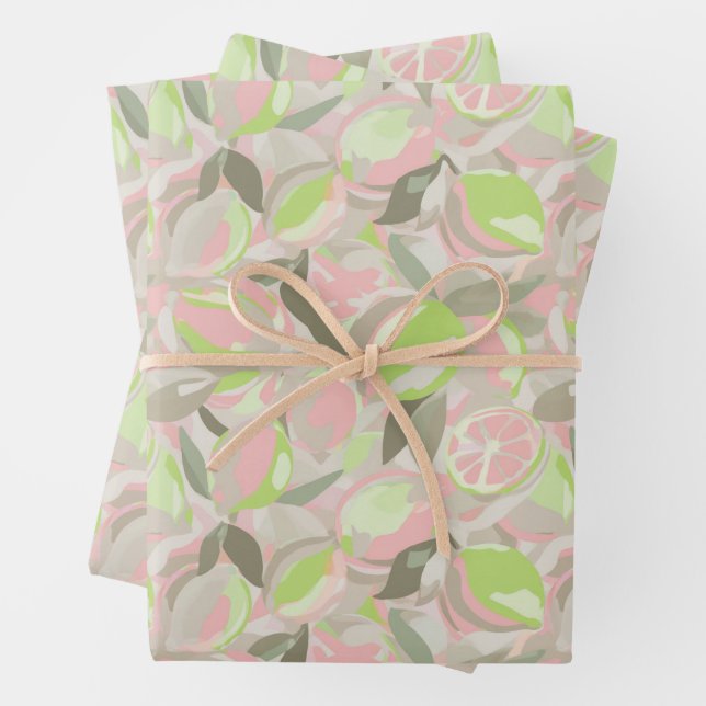 Fruchtmuster  |  Rosa Minze Geschenkpapier Set (Beispiel)