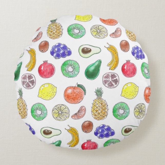 Fruchtmuster Rundes Kissen (Vorderseite)