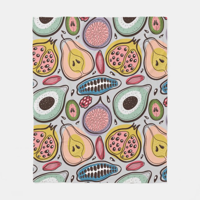 Fruchtnahtloses Muster Fleecedecke (Vorderseite)