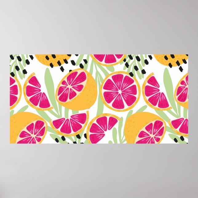 Fruchtnahtloses Muster, Grapefruits mit tropischem Poster (Vorne)