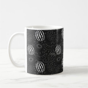 Fruchtnahtloses Muster schwarz-weiß tropisch Kaffeetasse