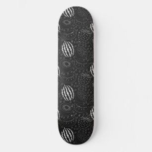 Fruchtnahtloses Muster schwarz-weiß tropisch Skateboard