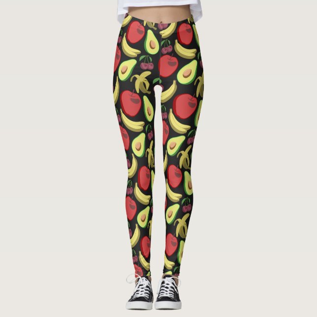 Fruchtnahtloses Muster | Tropenfrüchte mit farbenf Leggings (Vorderseite)