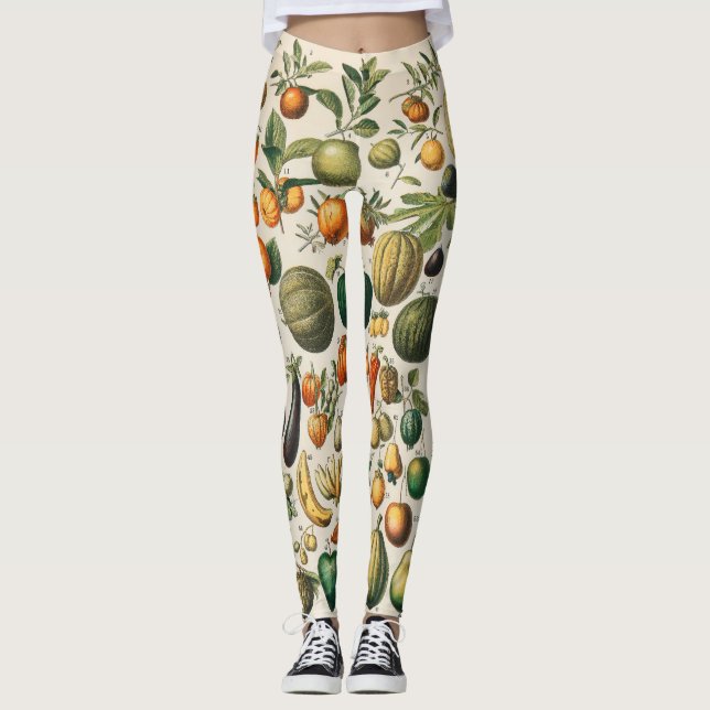 Fruchtpflanzliche wissenschaftliche Illustration Leggings (Vorderseite)