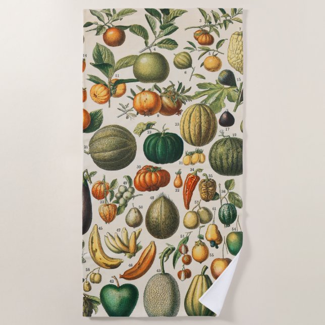 Fruchtpflanzliche wissenschaftliche Illustration Strandtuch (Vorderseite)