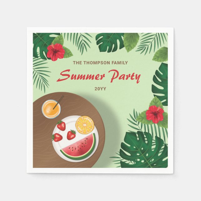 Fruchtplatte Grüngarten Sommer Picnic Party Serviette (Vorderseite)