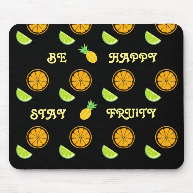 Fruchtsaft Lemon Orange Yellow Happy Pattern Mousepad (Vorne)