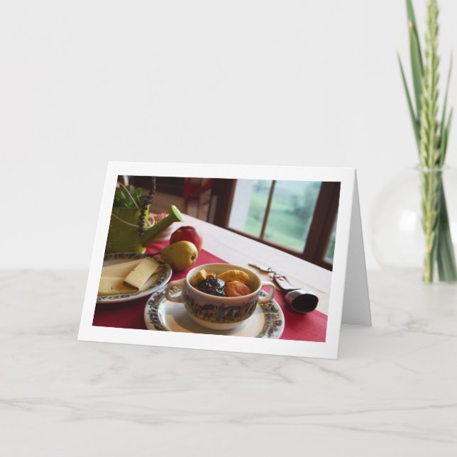 Fruchtschale Frühstück eingeklappte leere Grußkart Karte (Vorderseite)