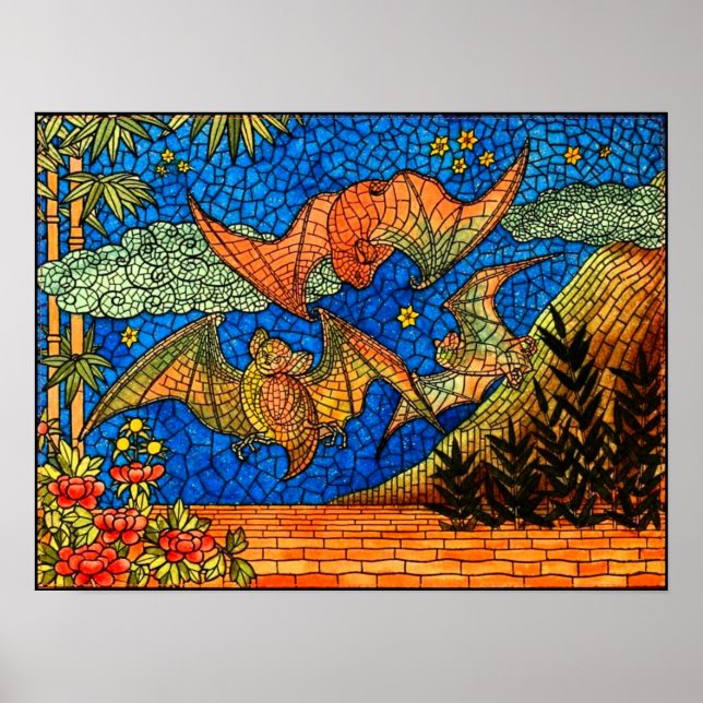 Fruchtschlaufe Vintag verklebte Glasmosaike Poster (Vorne)