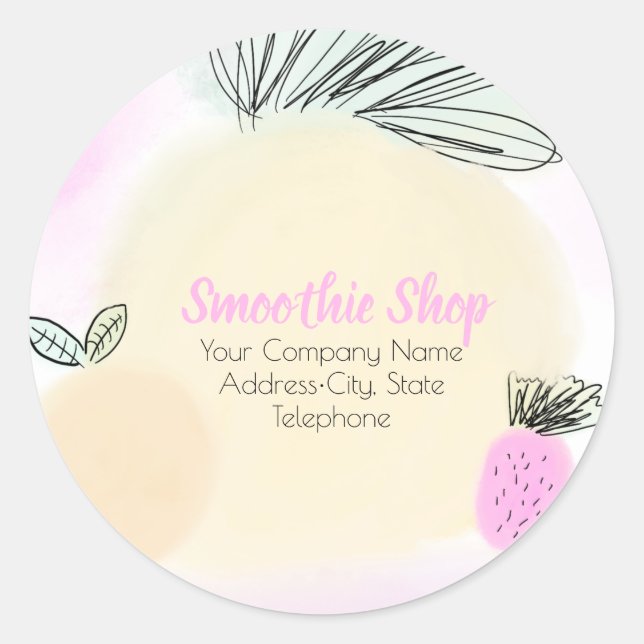 Fruchtshop Smoothie Getränke Business Label Runder Aufkleber (Vorderseite)