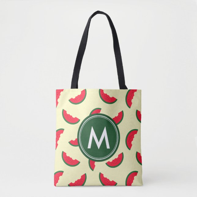Fruchtsommer Red Watermelon Muster Monogram Tasche (Vorderseite)