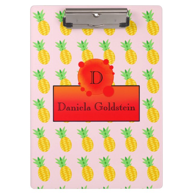 Fruchtspass Ananas Sonnenmilch-Monogramm Klemmbrett (Vorderseite)