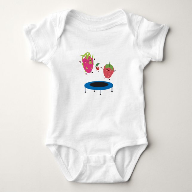 Fruchtspringen auf Trampolin Baby Strampler (Vorderseite)