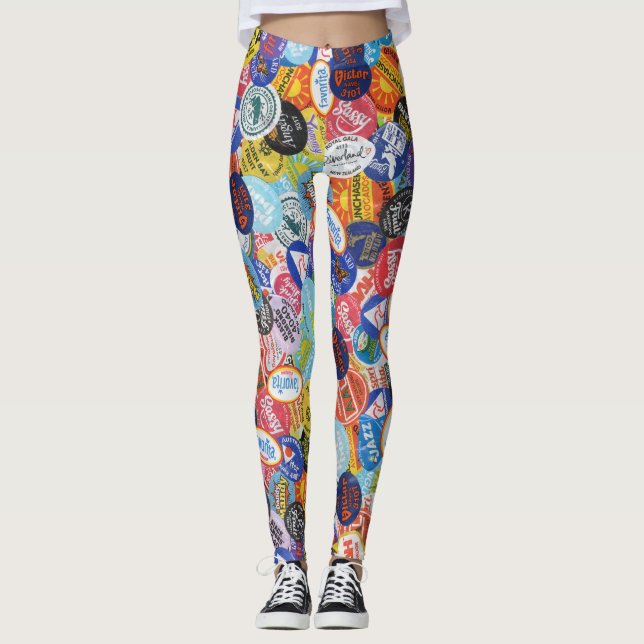 Fruchtstickermontage-Muster Leggings (Vorderseite)