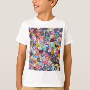 Fruchtstickermontage-Muster T-Shirt