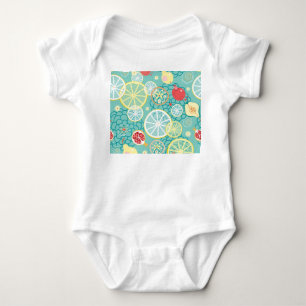 Fruchttextur, lebendiger Hintergrund. Baby Strampler