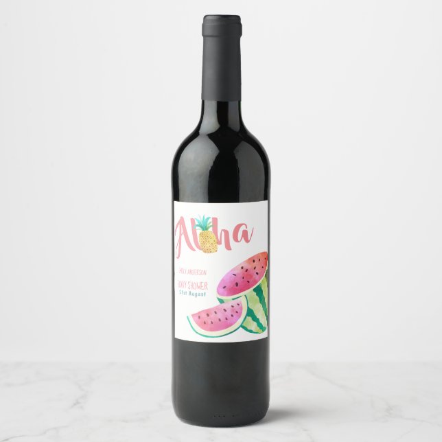 Fruchttropische Wine Labels Watermelon Ananas Weinetikett (Vorderseite)