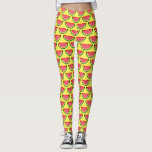 Fruchtwasser-Melone-Slice-Leggings für den Sommer Leggings<br><div class="desc">Fruchtige Wassermelonen-Schnitt Leggings für den Sommer. Fröhliches Design mit frischen Melonen-Scheiben. Tropisches Fruchtmuster mit gelbem oder anderem Farbhintergrund. Spaß Kleidung für Frauen. Ideal für Yoga,  Sport und vieles mehr.</div>