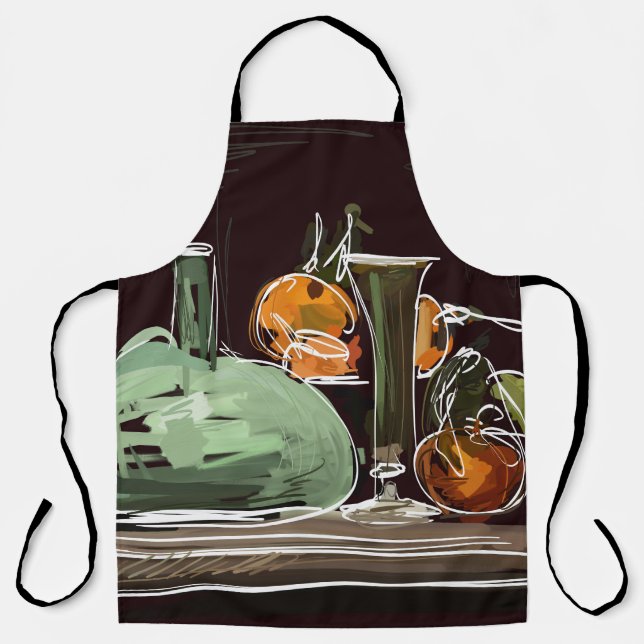 Fruchtwein-Grüne Vase mit Expressionist Schürze (Vorderseite)