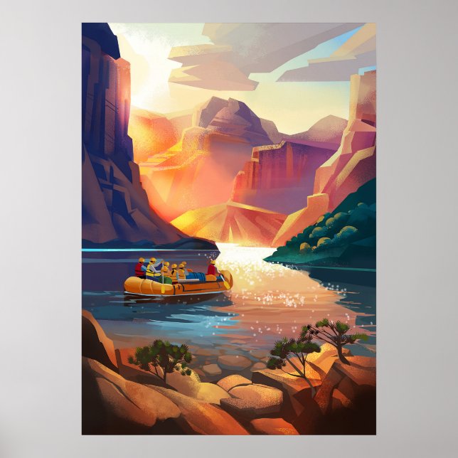 Früh morgens Raftingtour durch den Gran Canyon. Poster (Vorne)