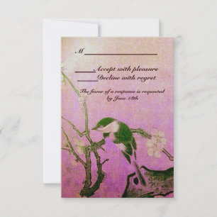 FRÜHBIR, BLUME BAUM MONOGRAM SILVER PINK UAWG RSVP KARTE