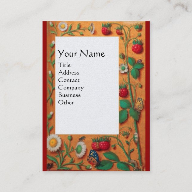 FRÜHBLUMEN, STRAWBERRIEN UND SCHALTFLÄDEN VISITENKARTE (Vorderseite)