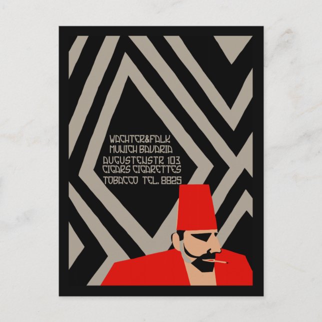 Frühdeutsches Art-Deco-Tabakgeschäft Postkarte (Vorderseite)