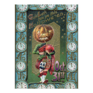 Frühe 1900er Vintage-Halloween-Grüße Poster