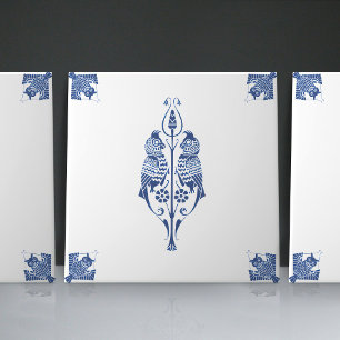 Frühe Art Nouveau niederländische Delft-Blau-Kreat Fliese