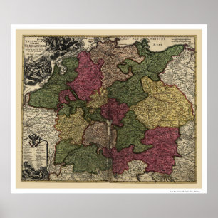 Frühe Deutschland-Karte 1710 Poster