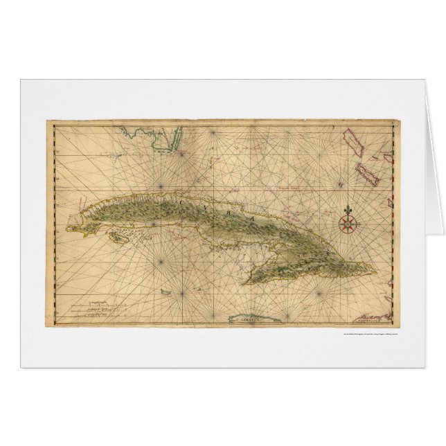 Frühe Insel von Kuba-Karte 1639 (Vorderseite (Horizontal))