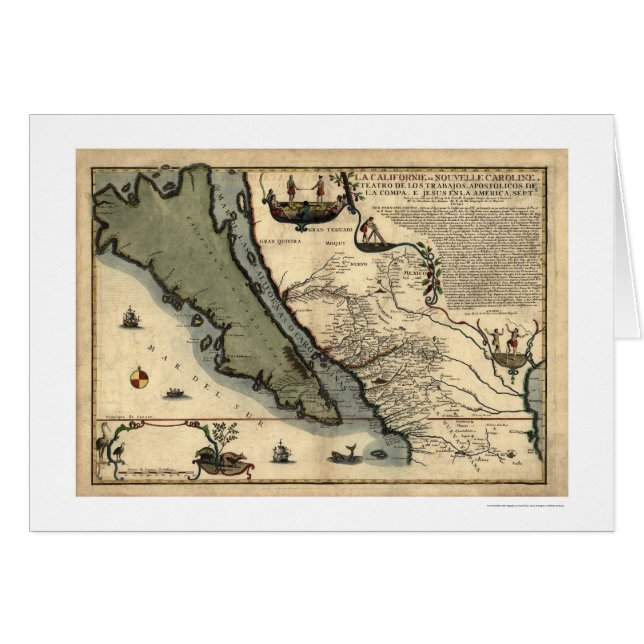 Frühe Karte 1712 Kaliforniens u. Mexikos (Vorderseite (Horizontal))