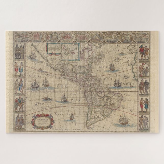 Frühe Karte der Amerikas (Nord- und Südamerika) (Horizontal)