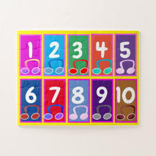 Frühe Mathematikzahlen 1 bis 10 Puzzle
